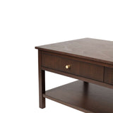 Lindon 2 Drawer Coffee Table Walnut Brown with Gold Handles