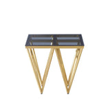 Gold Metal End Table with Smoked Glass Top