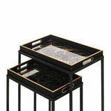 Set of 2 Black and Gold Nesting Tables
