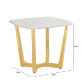 Meghan Gold Metal End Table with White Faux Marble Top