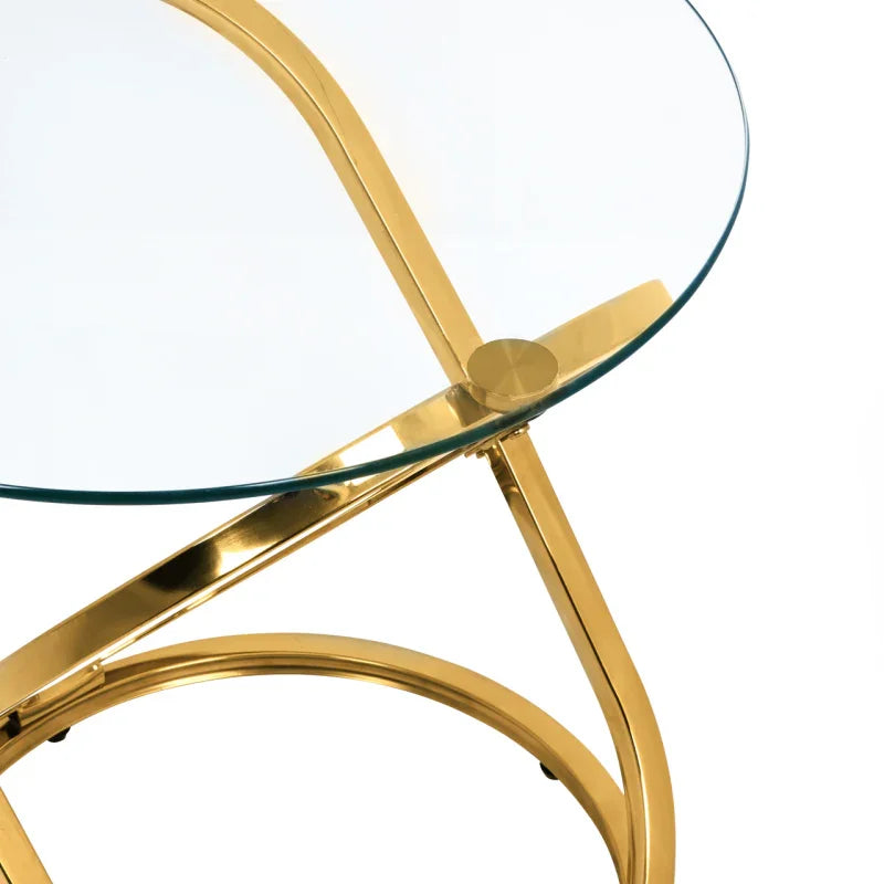 Rizzo Gold End Table Glass