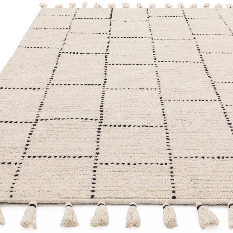 Nepal Cream/Black Tile Rug