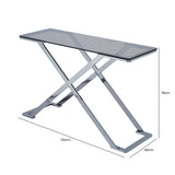 Axel Grey Gunmetal Console Table with Smoke Glass Top