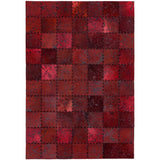 Xylo Hand Sewn Cowhide Red Cross Stitch Rug - Image 1