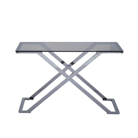 Axel Grey Gunmetal Console Table with Smoke Glass Top