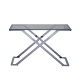 Axel Grey Gunmetal Console Table with Smoke Glass Top