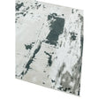 Abstract grey and white area rug with distressed pattern, corner view on white background