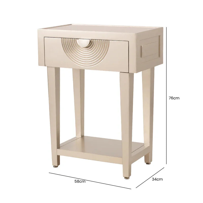Elon 1-Drawer Telephone Table Gold with Clear Mirror Top