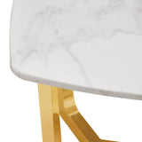 Meghan Gold Metal End Table with White Faux Marble Top