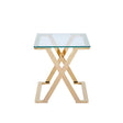 Axel Gold Metal End Table with Clear Glass Top