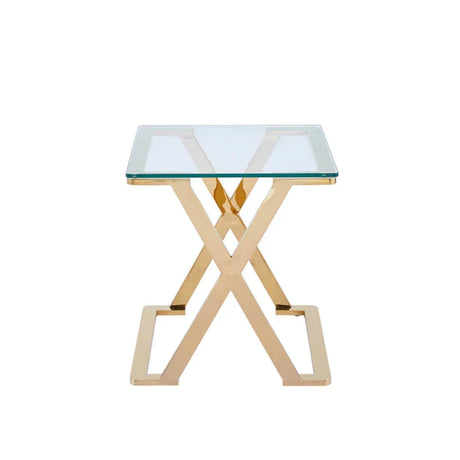 Axel Gold Metal End Table with Clear Glass Top