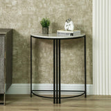 74cm Black Metal Console Table with White Marble Top