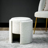 43cm Ivory Chenille Round Stool