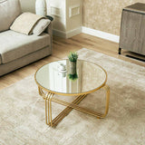 Yuan Gold Metal with Mirror Top Coffee Table
