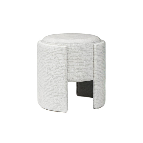 43cm Ivory Chenille Round Stool