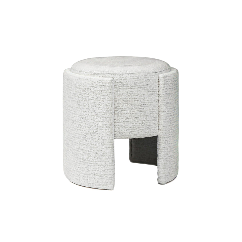 43cm Ivory Chenille Round Stool