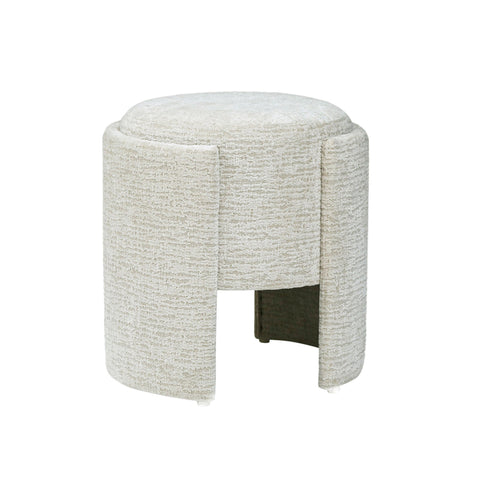 43cm Taupe Chenille Round Stool