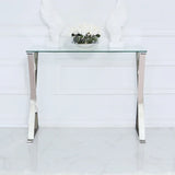 Taylor Stainless Steel Desk with Clear Glass Top