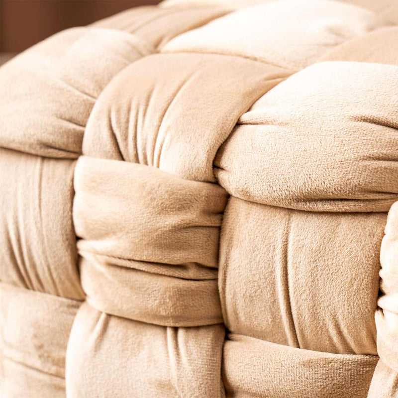 Dark Cream Velvet Woven Ottoman