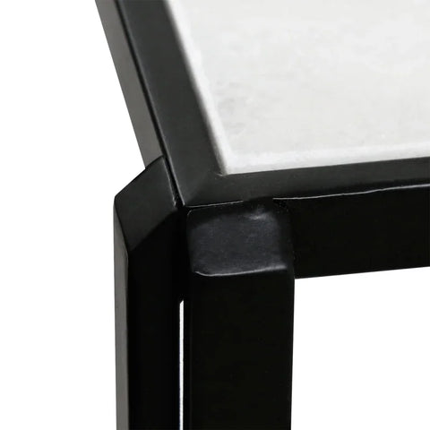 Set of 2 Black Metal Nesting Table with White Marble Top