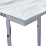 Aamari Grey Gunmetal Coffee Table with White Faux Marble Glass Top - KD