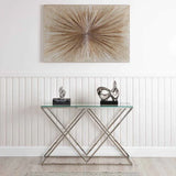 Imperia Stainless Steel Console Table Glass Top