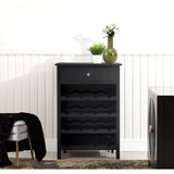 Lindon Black 1-Drawer Wine Rack Storage Cabinet