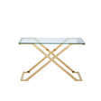 Axel Gold Metal Console Table with Clear Glass Top