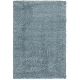 Light blue shaggy area rug with soft plush texture and rectangular shape