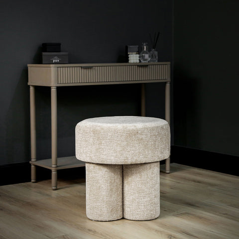 47.5cm Beige Chenille Round Stool