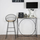 Ekanshi Black Console Table with Nickel Top
