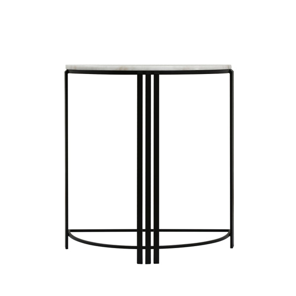 74cm Black Metal Console Table with White Marble Top