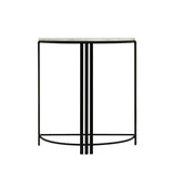 74cm Black Metal Console Table with White Marble Top