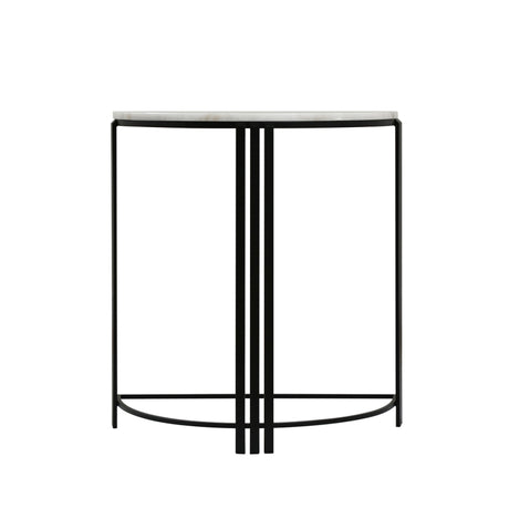 74cm Black Metal Console Table with White Marble Top