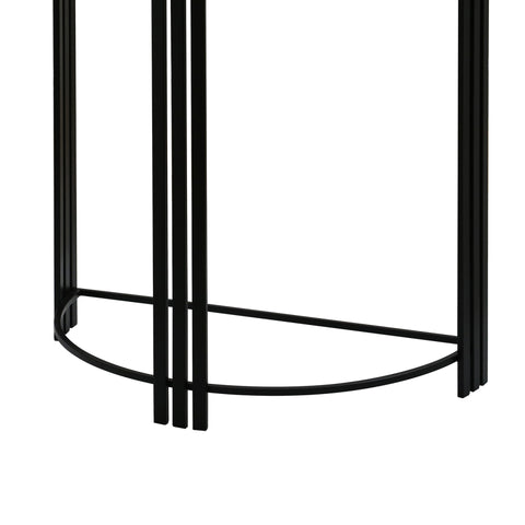 74cm Black Metal Console Table with White Marble Top