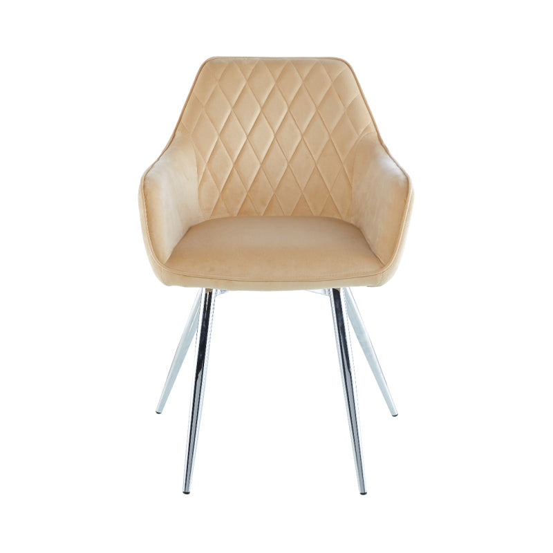 Quinn Dining Chair Champagne Velvet with Chrome Legs