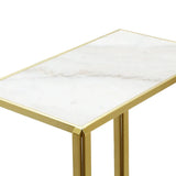 Set of 2 Gold Metal Nesting Table with White Marble Top