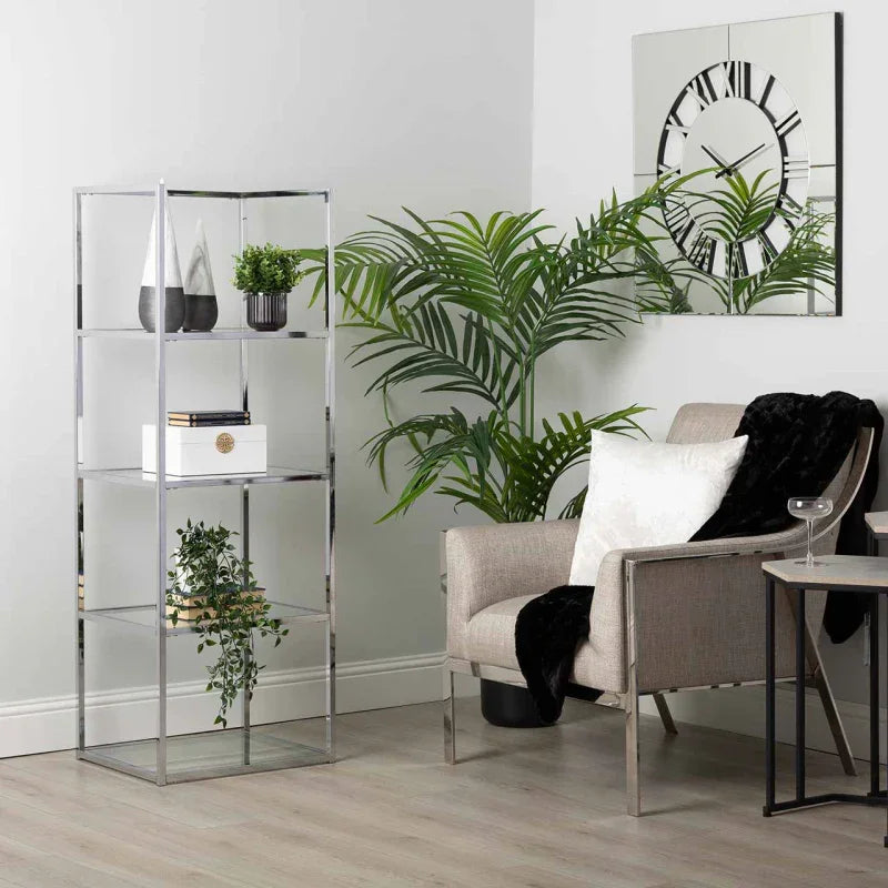 Logan 151.5cm Chrome 4-Tier Glass Rectangular Display Unit - KD