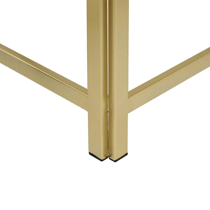 Set of 2 Gold Metal Nesting Table with White Marble Top
