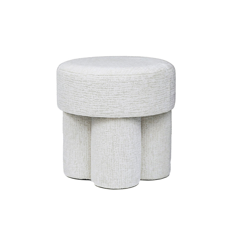 47.5cm Ivory Chenille Round Stool