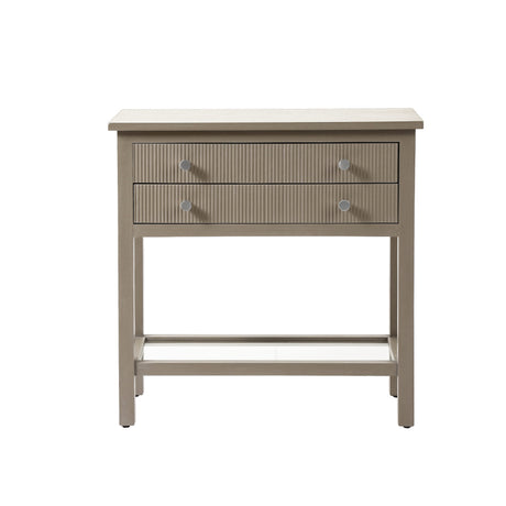 Lindon Taupe 2 Drawer Bedside Cabinet with Glass Shelf