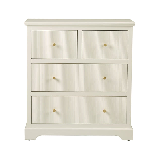 Lindon 4 Drawer Chest Cabinet White with Gold Handles