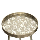 Set of 2 Champagne Nesting Table with Leaves Design