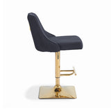 Eris Black Velvet Bar Stool with Gold Legs