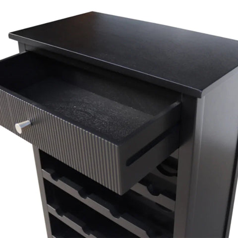 Lindon Black 1-Drawer Wine Rack Storage Cabinet