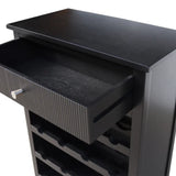 Lindon Black 1-Drawer Wine Rack Storage Cabinet