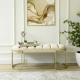 120cm Cream Velvet Tufted Bench with Champagne Legs