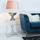 Luna Silver Metal End Table with Clear Glass Top