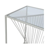 Luna Silver Metal End Table with Clear Glass Top