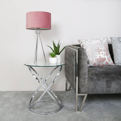 Rizzo Chrome End Table Glass Top - DSP KD
